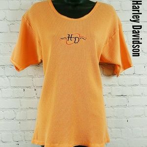 Vintage Harley Davidson Shirt Women's Large Orange